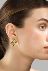 Kolczyk Golden Ripple Studs - 18k Pozłacany