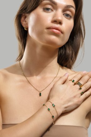 Pierścionek Emerald Duo - 18k Pozłacany