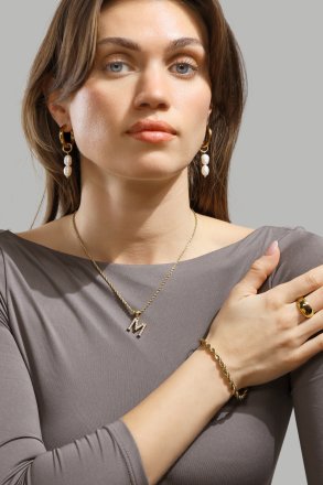 Kolczyk Pearl Duo Drop - 18k Pozłacany
