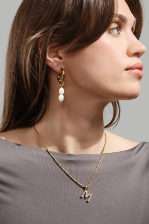 Kolczyk Pearl Duo Drop - 18k Pozłacany