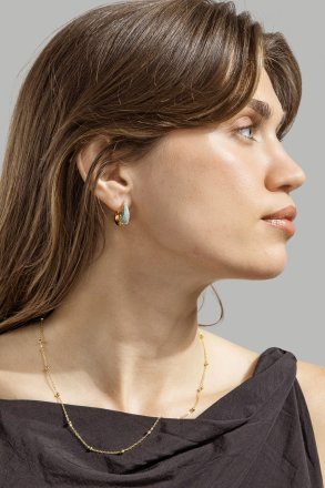 Kolczyk Turquoise Crystal Bold Hoops - 18k Pozłacany