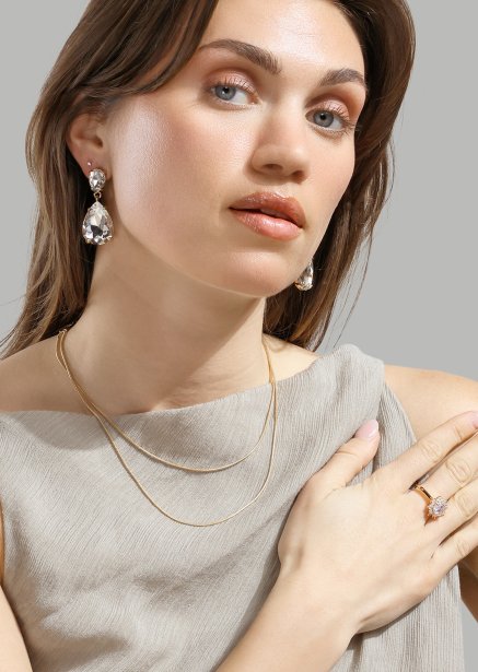 Azulora White Kolczyki – 18k Pozłacane