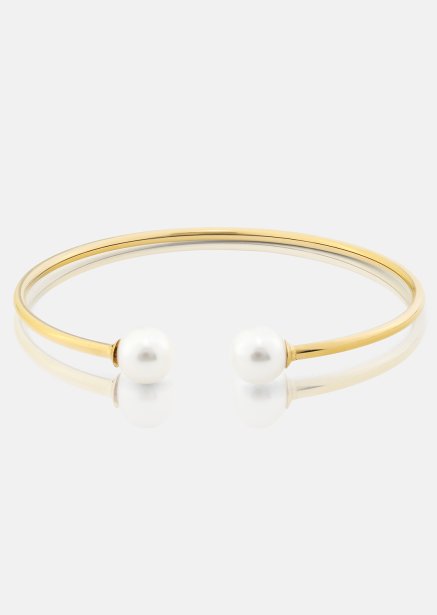 Pearl End Cuff Bracelet - 18k Gold Plated