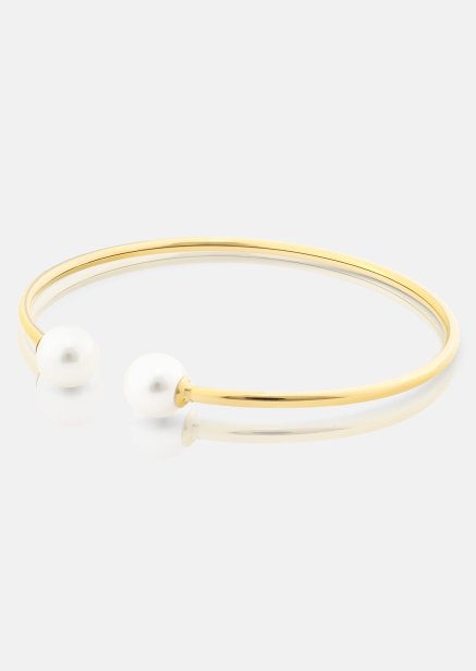 Pearl End Cuff Bracelet - 18k Pozłacana