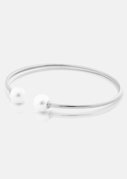 Pearl End Cuff Bracelet - Posrebrzana