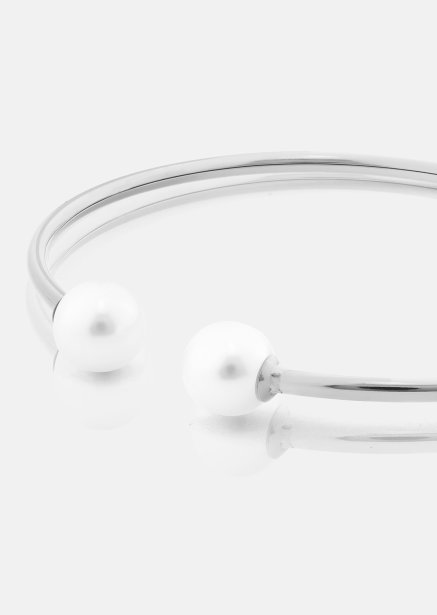 Pearl End Cuff Bracelet - Posrebrzana