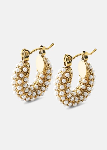 Chunky Pearl Hoop Kolczyk - 18k Pozłacany