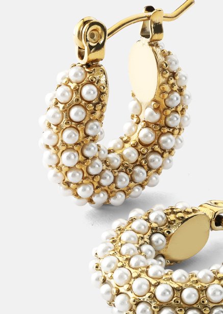 Chunky Pearl Hoop Kolczyk - 18k Pozłacany
