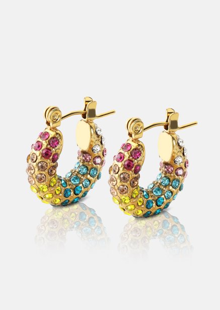 Colored Pearl Hoop Kolczyk - 18k Pozłacany