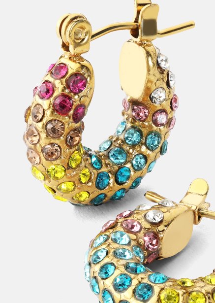 Colored Pearl Hoop Kolczyk - 18k Pozłacany