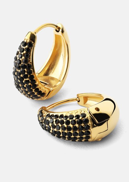Kolczyk Dark Crystal Hoop - 18k Pozłacany