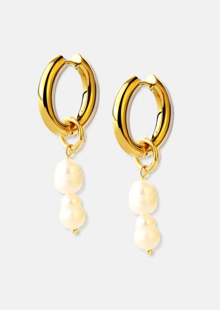 Kolczyk Pearl Duo Drop - 18k Pozłacany