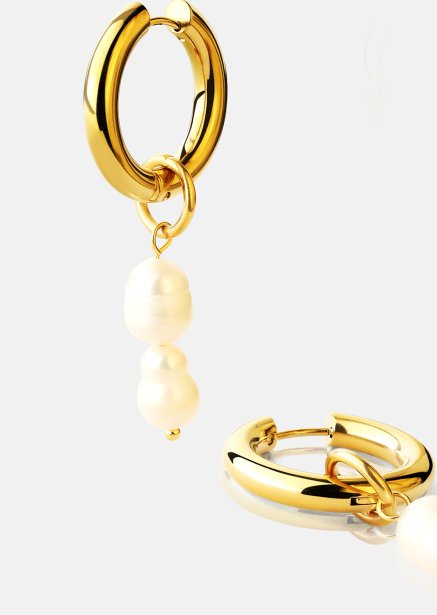 Kolczyk Pearl Duo Drop - 18k Pozłacany