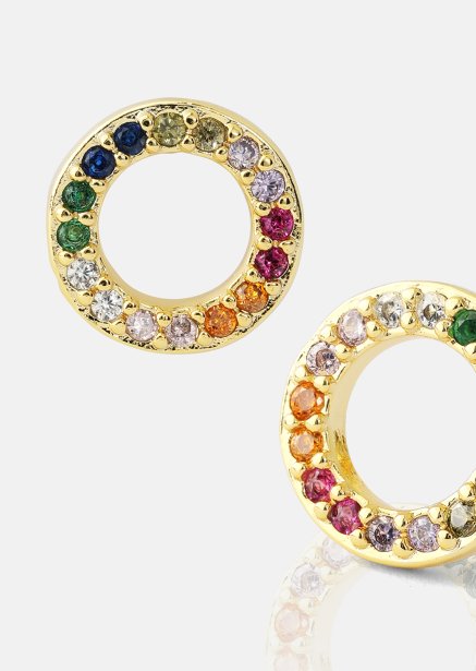 Kolczyki Prism Halo - 18k Pozłacane
