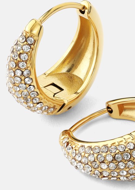 Kolczyk White Crystal Bold Hoops - 18k Pozłacany