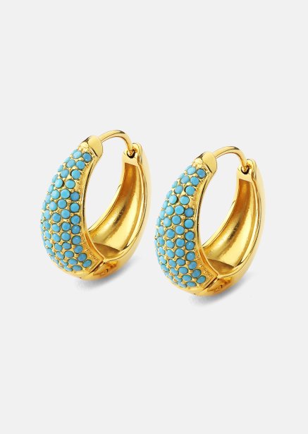 Kolczyk Turquoise Crystal Bold Hoops - 18k Pozłacany