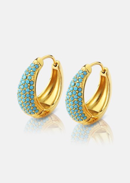 Kolczyk Turquoise Crystal Bold Hoops - 18k Pozłacany