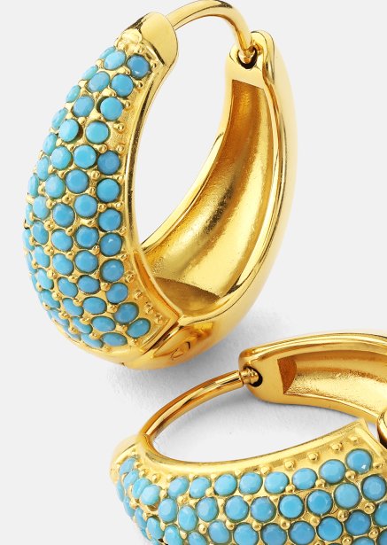 Kolczyk Turquoise Crystal Bold Hoops - 18k Pozłacany
