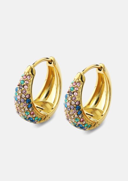 Kolczyk Multicolor Crystal Bold Hoops - 18k Pozłacany