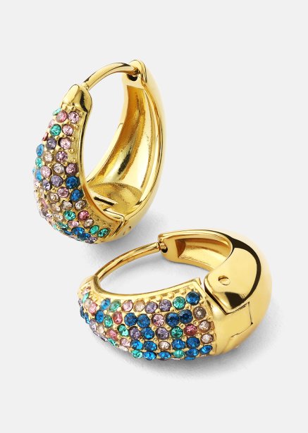 Kolczyk Multicolor Crystal Bold Hoops - 18k Pozłacany