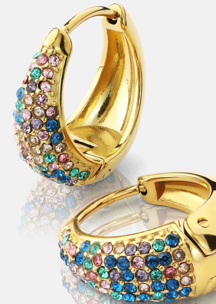 Kolczyk Multicolor Crystal Bold Hoops - 18k Pozłacany