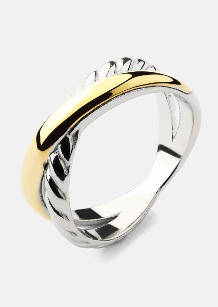 Pierścionek Golden Silver Twist - 18k Pozłacany