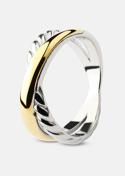 Pierścionek Golden Silver Twist - 18k Pozłacany