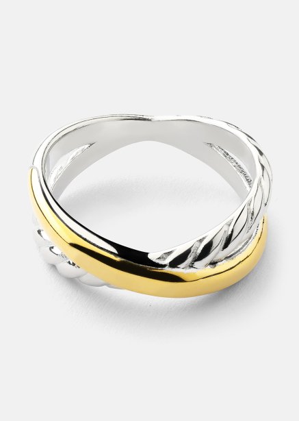 Pierścionek Golden Silver Twist - 18k Pozłacany