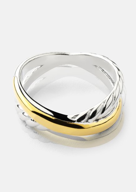 Pierścionek Golden Silver Twist - 18k Pozłacany