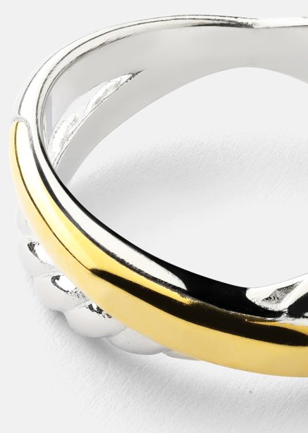 Pierścionek Golden Silver Twist - 18k Pozłacany