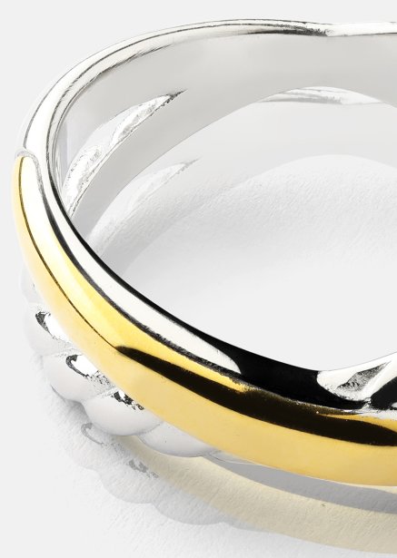 Pierścionek Golden Silver Twist - 18k Pozłacany
