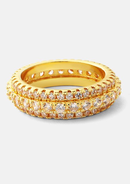 Pierścionek Crystal Shimmer - Pozłacany 18-karatowym złotem