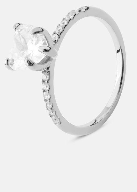 Heartlight Solitaire Pierścionek - Posrebrzany