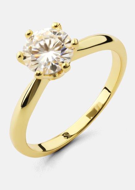 Pierścionek Solitaire - 18K Pozłacany