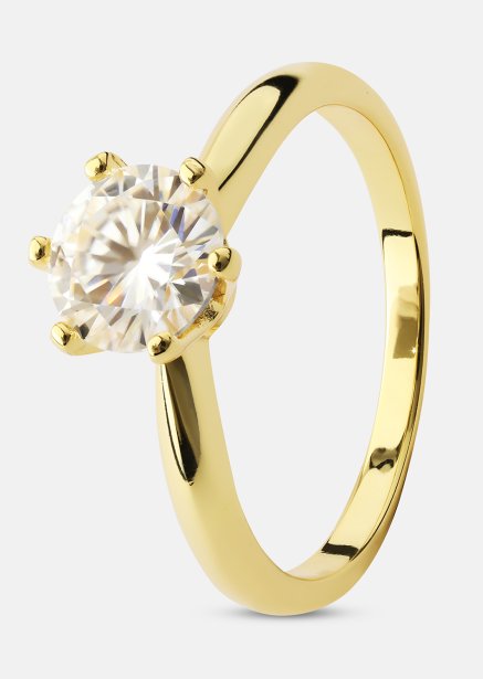 Pierścionek Solitaire - 18K Pozłacany