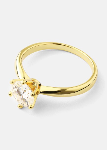 Pierścionek Solitaire - 18K Pozłacany