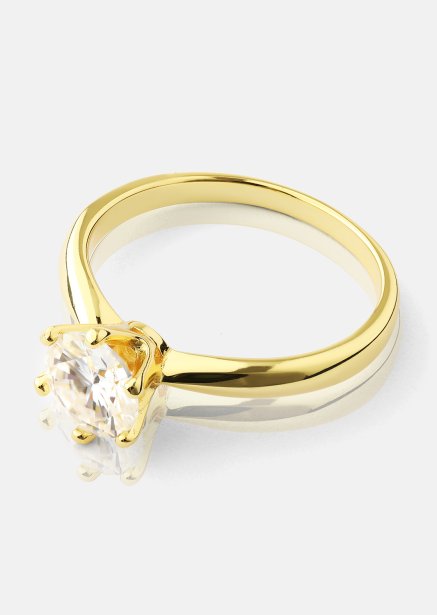 Pierścionek Solitaire - 18K Pozłacany