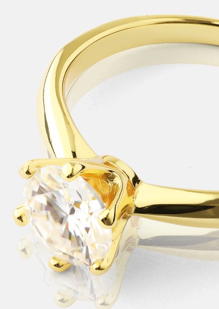 Pierścionek Solitaire - 18K Pozłacany