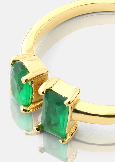 Pierścionek Emerald Duo - 18k Pozłacany