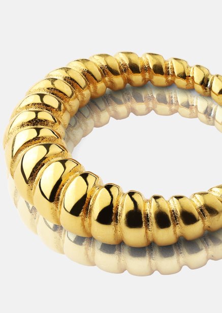 Pierścionek Bold Ribbed - Pozłacany 18-karatowym złotem