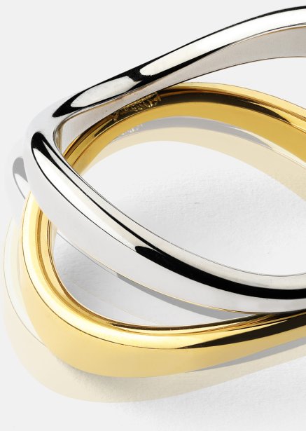 Pierscionek Bicolor Wave - 18k Pozłacany