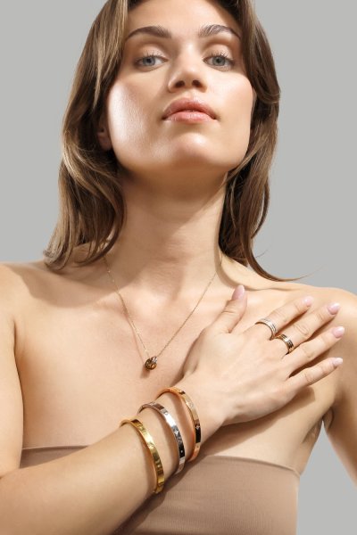 Golden Dual Ring Pendant Necklace- 18k Pozłacany