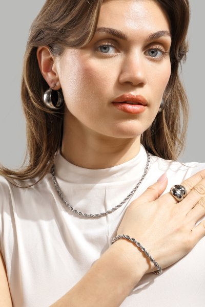 Bransoletka Twisted Link - Posrebrzana