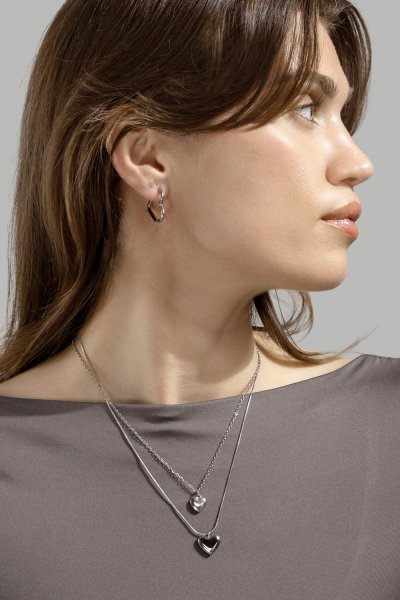 Kolczyk Heart's Embrace - Silver Plated