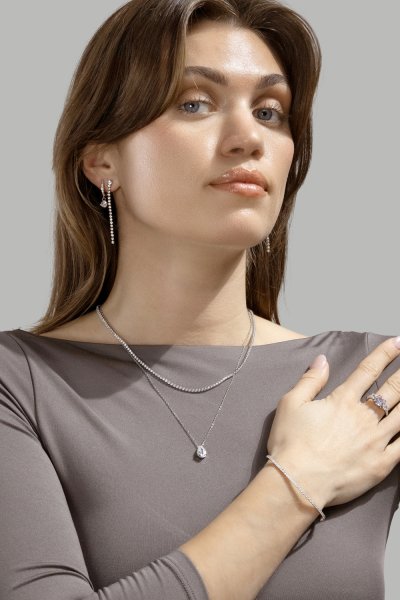Naszyjnik Luna Teardrop - Silver Plated