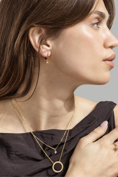 Pierścionek Solitaire - 18K Plated Gold