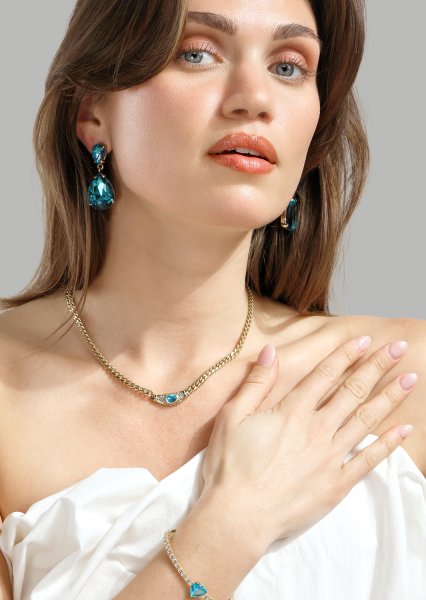 Azulora Icy Blue Kolczyki – 18k Pozłacane