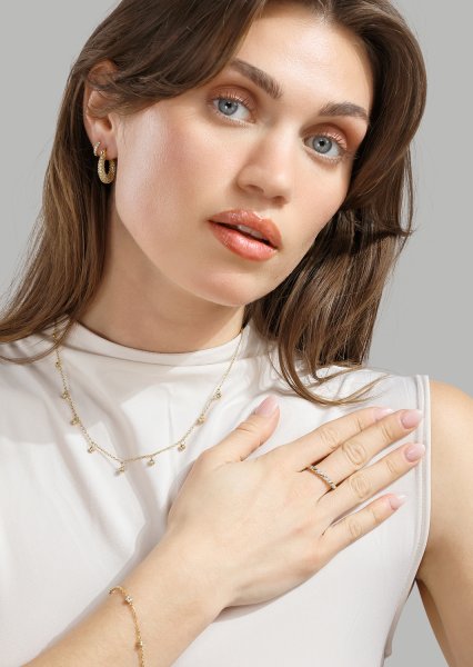 Kolczyki Crystal Hoops - 18k Pozłacane