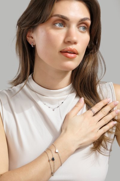 Kolczyk Heart Hoops - Posrebrzany