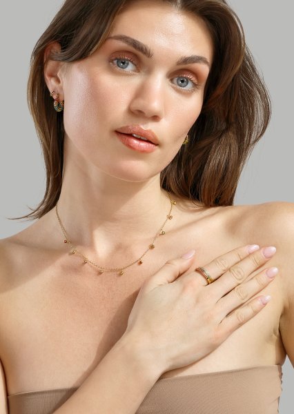 Colored Pearl Hoop Kolczyk - 18k Pozłacany